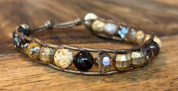 Armband mit Picture Jasper & vergoldeten Silber Beads s